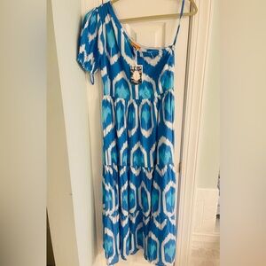 NWT Sz Small Oliphant One-Shoulder Maxi Dress in Odisha Blue